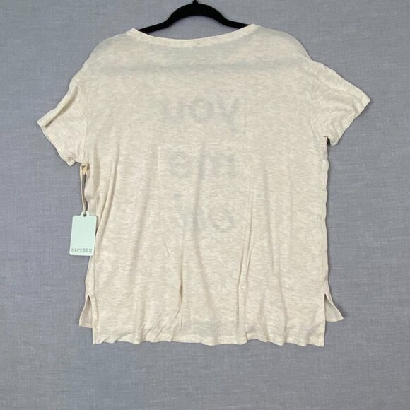 Dept 222 New West Tee Mixed Fabrics Sz PS Light Beige T Shirt You Me Oui - Picture 2 of 7